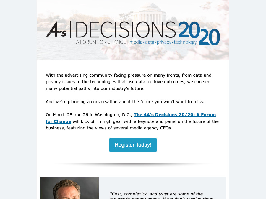 4A's Decisions Event Email