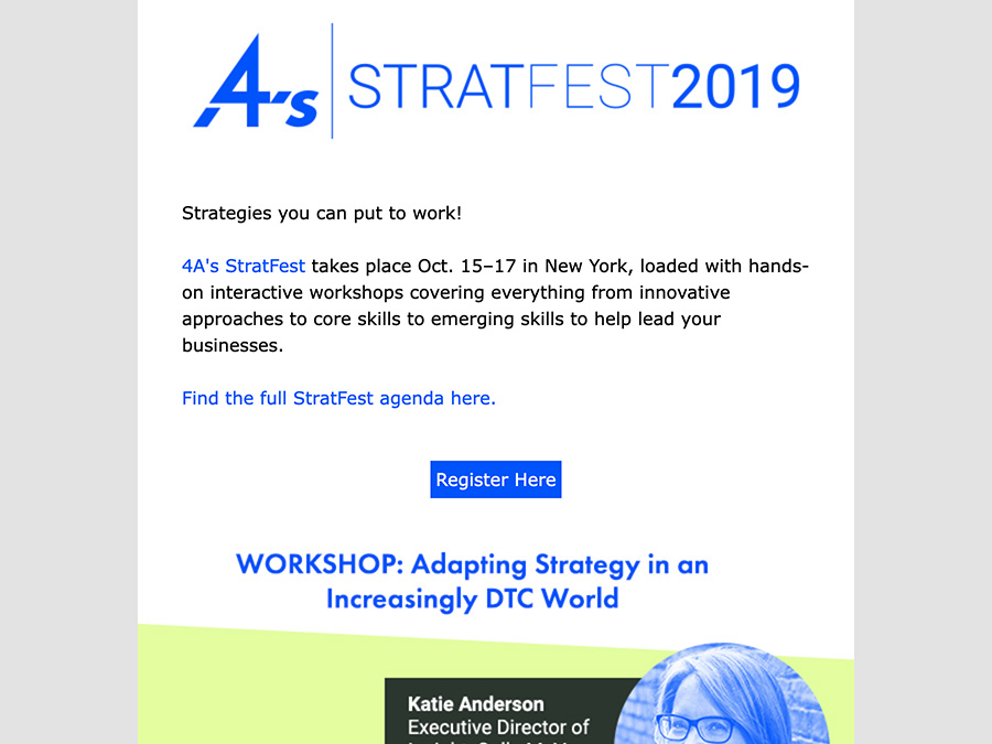 4A's StratFest Event Email